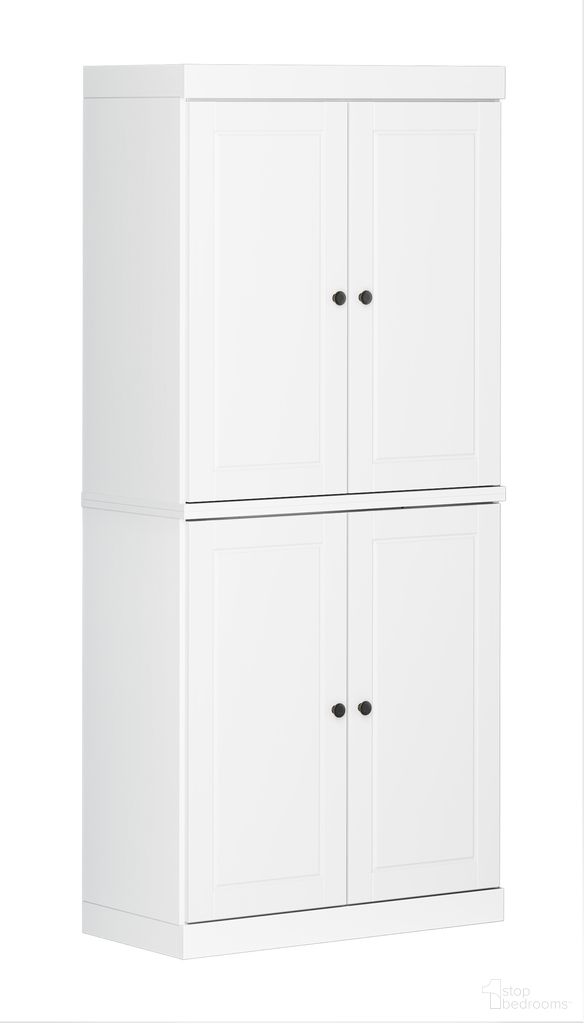 The appearance of 32 Inch Pantry Cabinet with Raised Panel Doors and Adjustable Shelves In White designed by Palace Imports in the modern / contemporary interior design. This white piece of furniture was selected by 1StopBedrooms from to add a touch of cosiness and style into your home. Sku: 9411. Material: Solid Pine Wood.