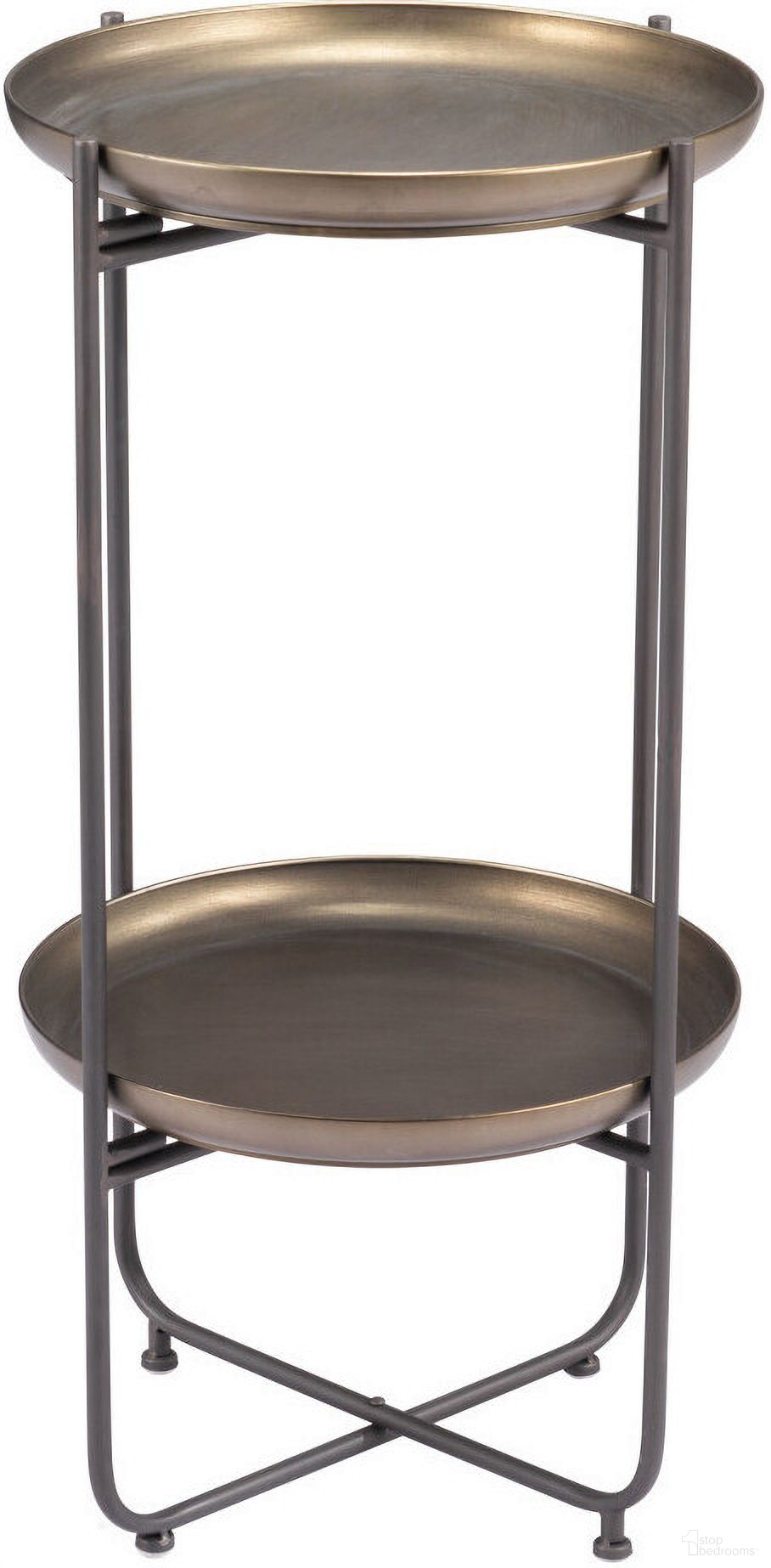 The appearance of 32 Inch Steel Round Pedestal End Table In Bronze and Grey designed by Homeroots in the modern / contemporary interior design. This bronze/grey piece of furniture  was selected by 1StopBedrooms from  to add a touch of cosiness and style into your home. Sku: 572180. Material: Steel.