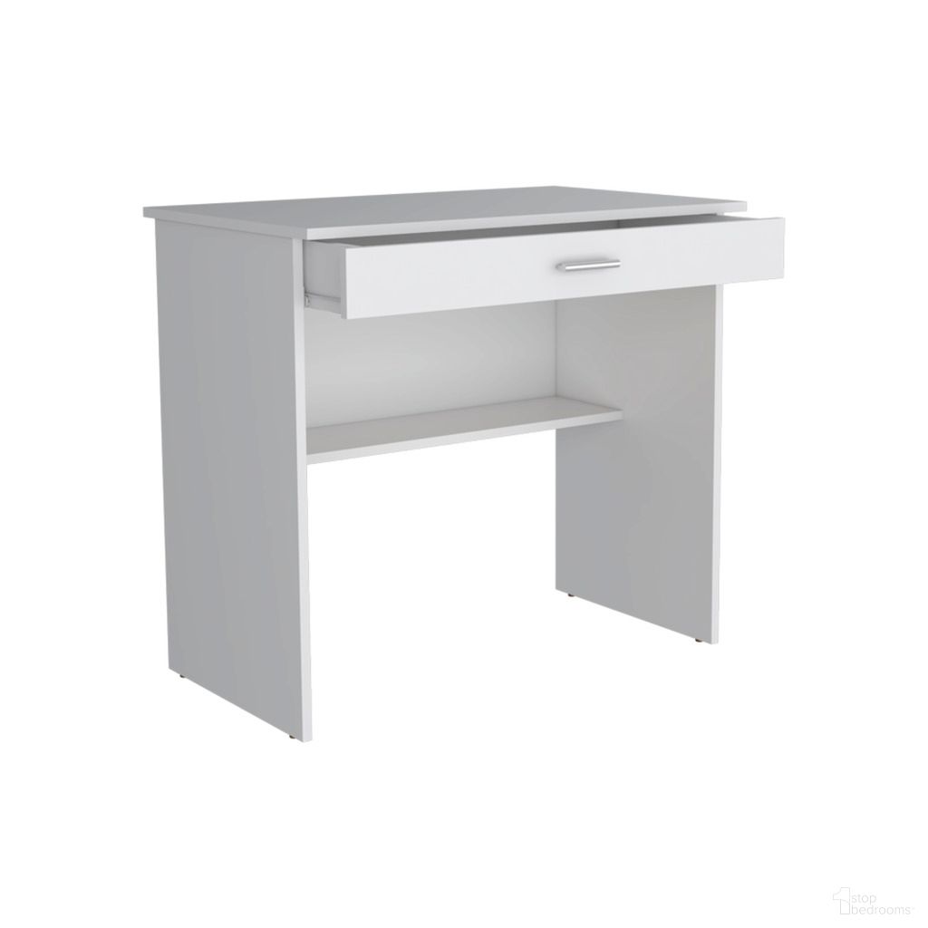 The appearance of 32 Inch Wood Computer Desk with Drawer In White designed by Homeroots in the modern / contemporary interior design. This white piece of furniture was selected by 1StopBedrooms from to add a touch of cosiness and style into your home. Sku: 546421. Material: Wood.