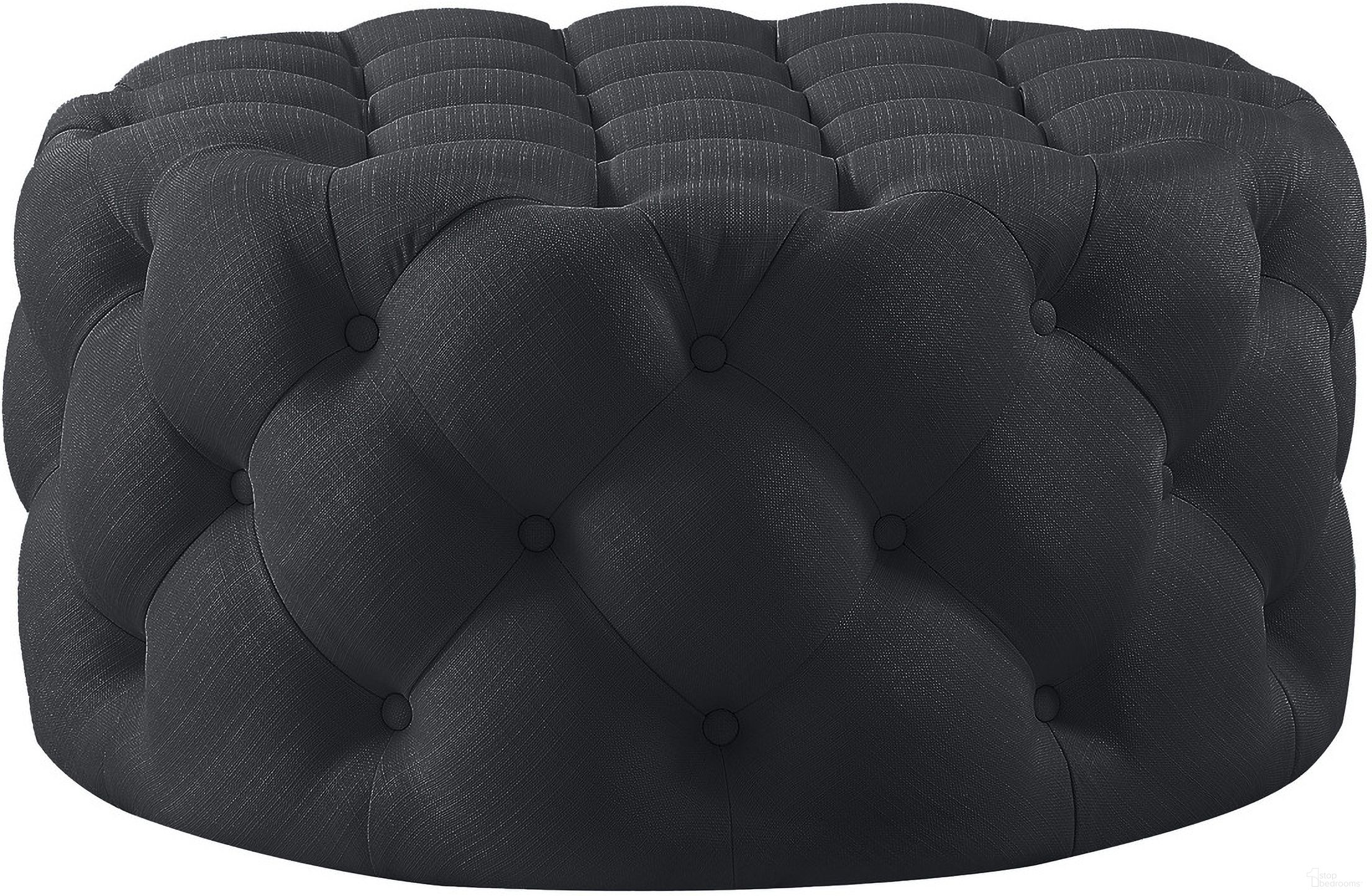 The appearance of 33 Inch Linen Tufted Round Cocktail Ottoman In Black designed by Homeroots in the transitional interior design. This black piece of furniture was selected by 1StopBedrooms from to add a touch of cosiness and style into your home. Sku: 568053. Material: Linen.