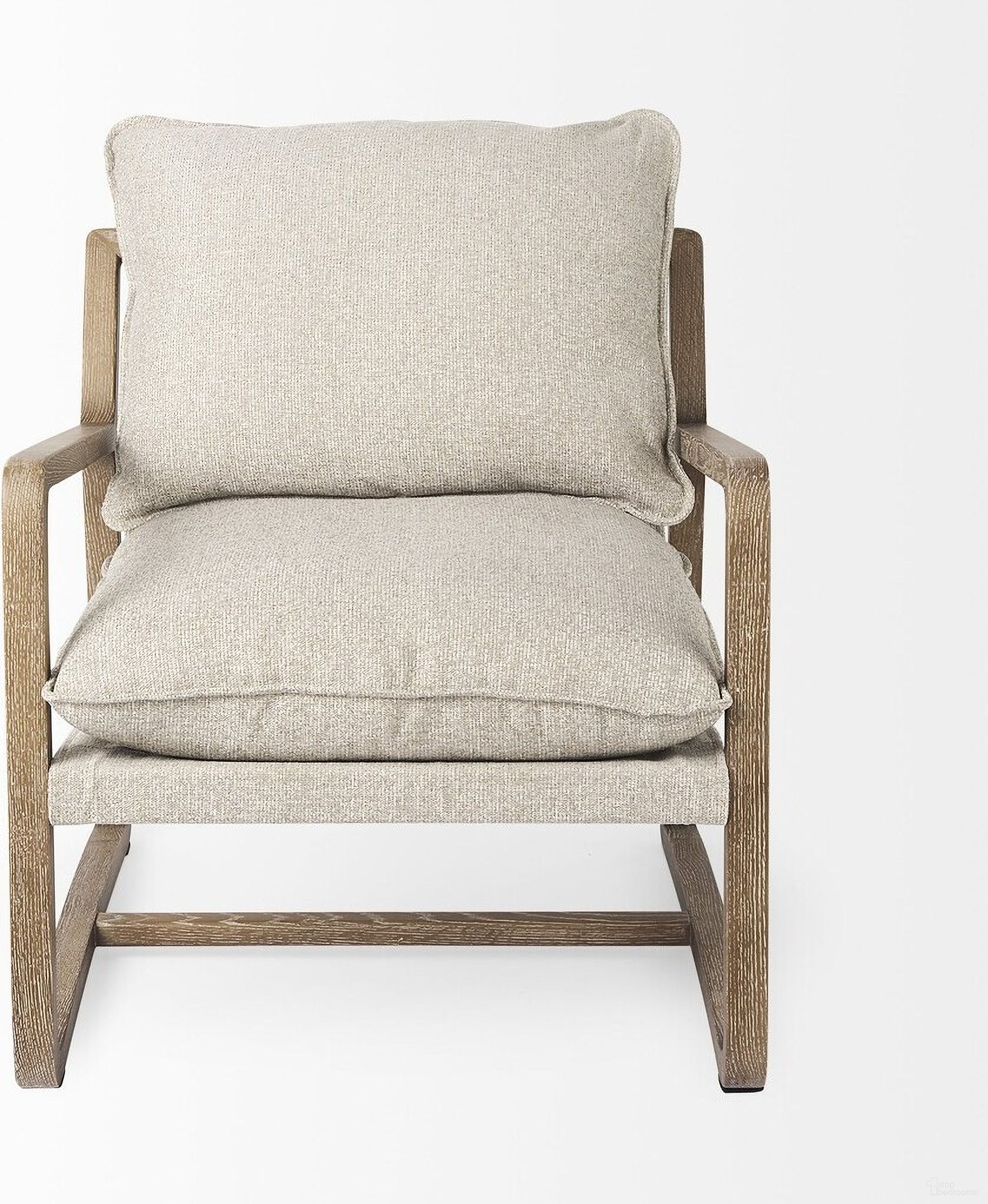 The appearance of 34 Inch Fabric Lounge Chair In Beige and Wood Brown designed by Homeroots in the transitional interior design. This beige and wood brown piece of furniture  was selected by 1StopBedrooms from  to add a touch of cosiness and style into your home. Sku: 392010. Material: Fabric.