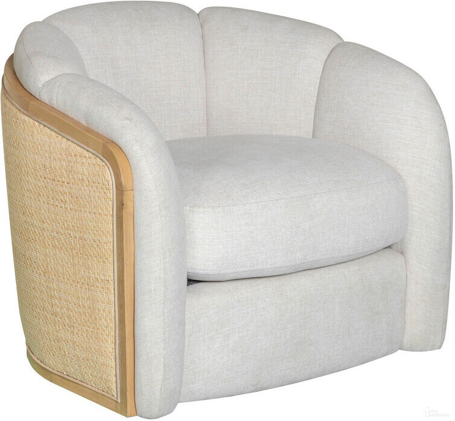 The appearance of 34 Inch Fabric Wood and Rattan Swivel Arm Chair In Off White and Natural designed by Homeroots in the transitional interior design. This off white and natural piece of furniture was selected by 1StopBedrooms from to add a touch of cosiness and style into your home. Sku: 635754. Material: Wicker.