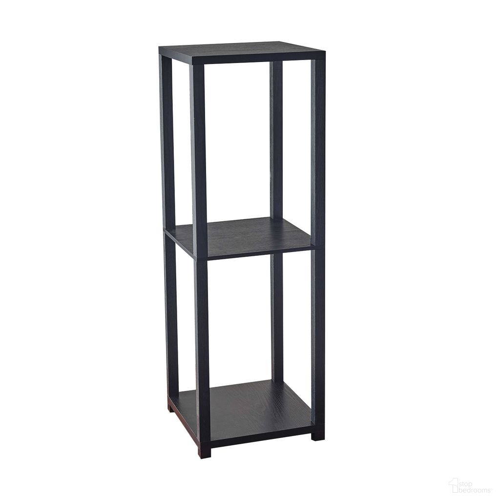 35 Inch Solid Wood Square End Table with Two Shelves In Black