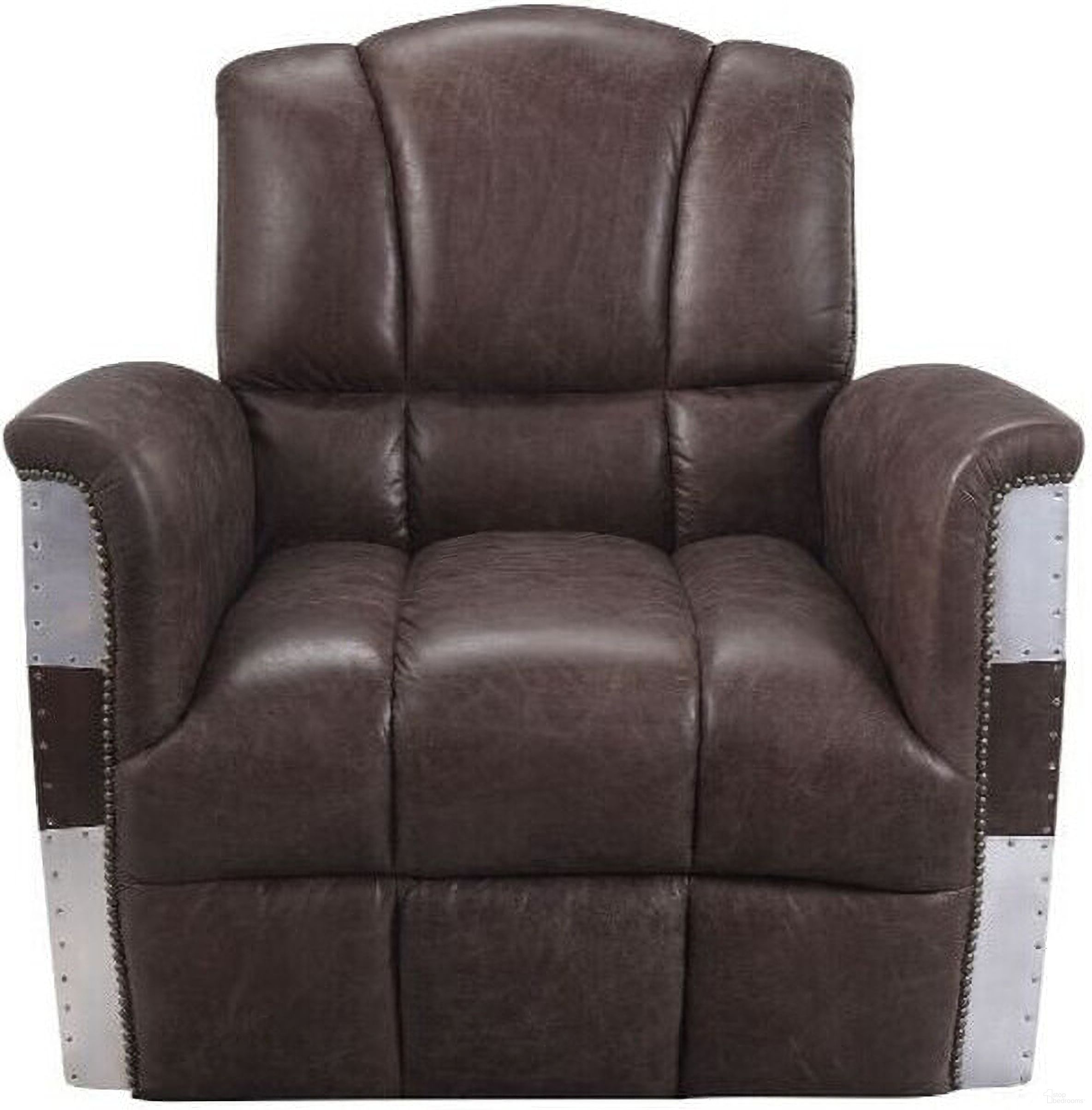 The appearance of 35 Inch Top Grain Leather Patchwork Club Chair In Brown designed by Homeroots in the traditional interior design. This brown piece of furniture was selected by 1StopBedrooms from to add a touch of cosiness and style into your home. Sku: 486565. Material: Genuine Leather.