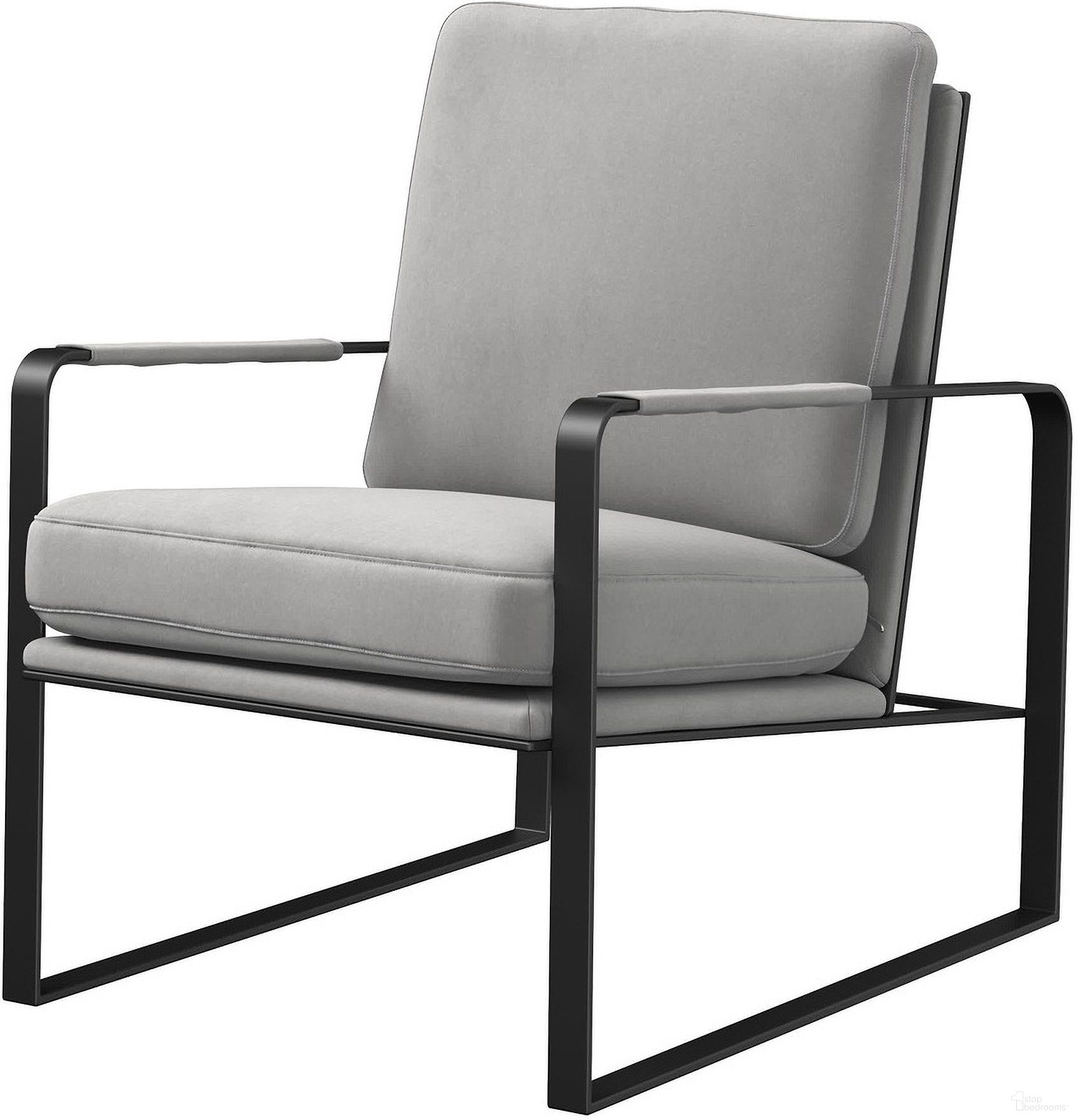 The appearance of 35 Inch Velvet and Metal Lounge Chair In Light Gray and Black designed by Homeroots in the modern / contemporary interior design. This light gray/black piece of furniture was selected by 1StopBedrooms from to add a touch of cosiness and style into your home. Sku: 554180. Material: Velvet.