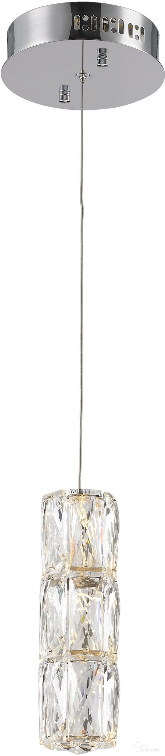 Polaris 6" Chrome Pendant With Clear Elegant Cut Crystal Trim