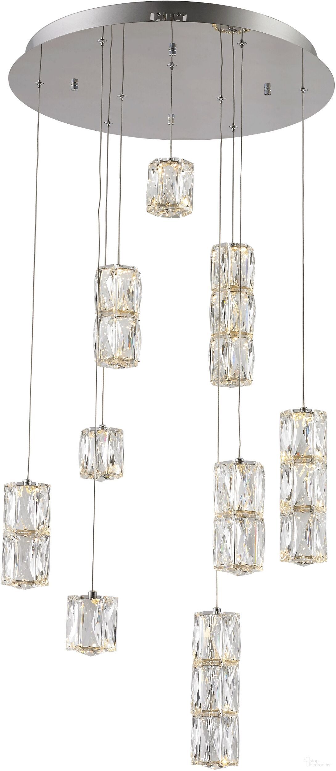 Polaris 20" Chrome Pendant With Clear Elegant Cut Crystal Trim