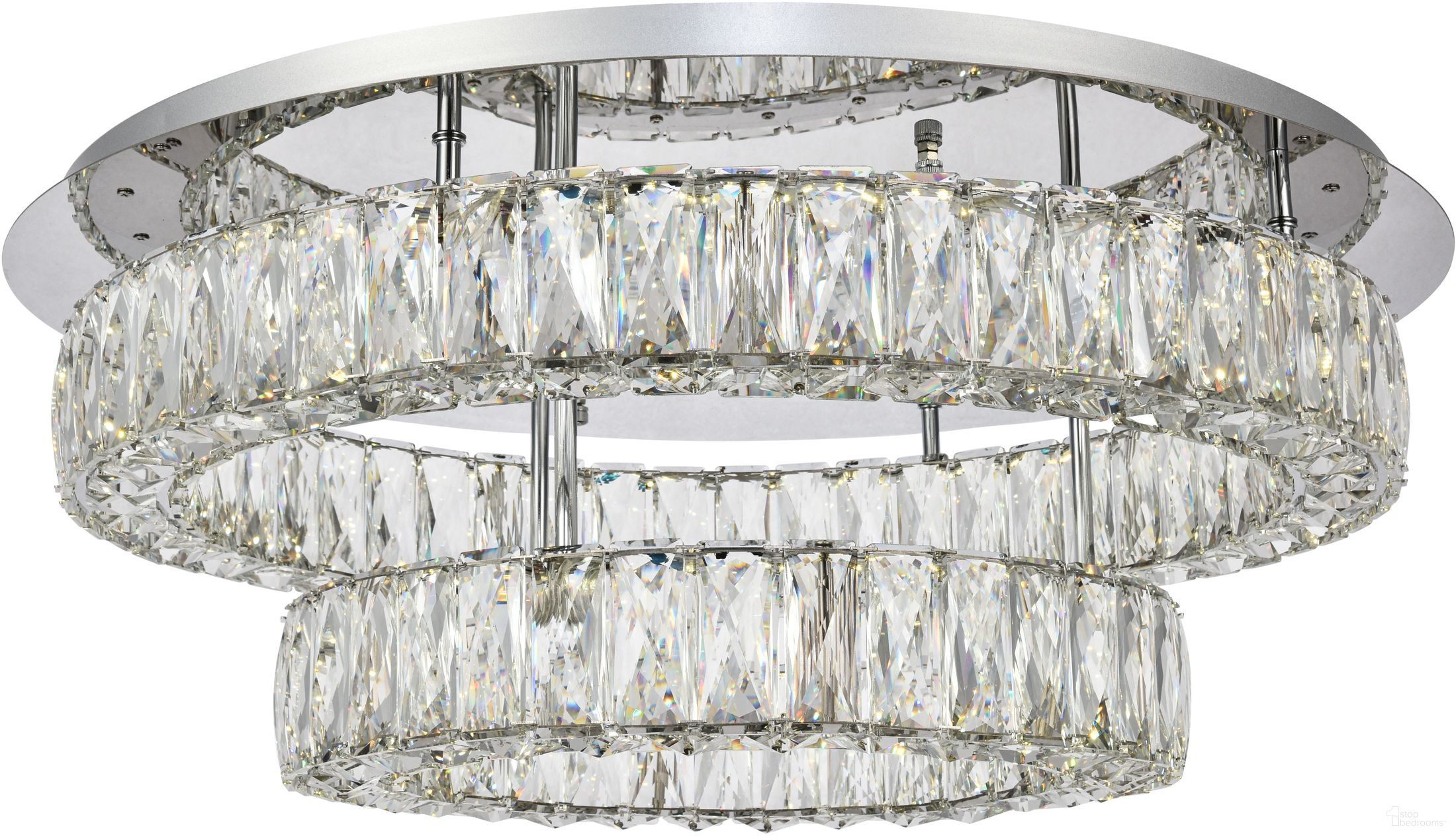 3503F26L2C Monroe 26" Chrome Flush Mount With Clear Royal Cut Crystal Trim