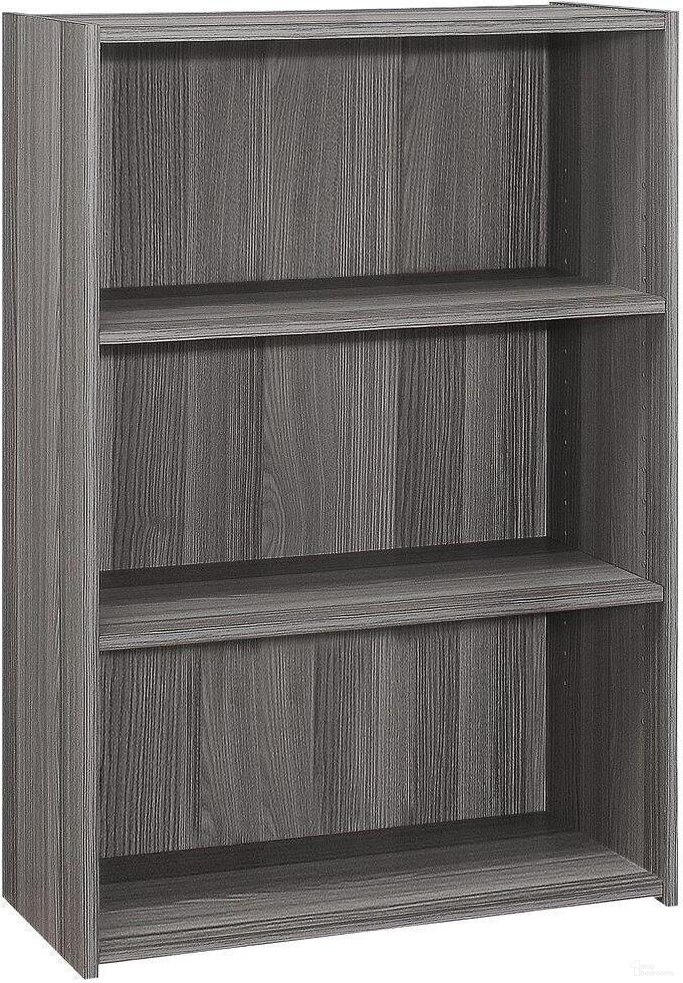 The appearance of 36 Inch Bookcase In Grey With 3 Shelves designed by Monarch Specialties in the transitional interior design. This grey piece of furniture  was selected by 1StopBedrooms from  to add a touch of cosiness and style into your home. Sku: I 7478. Material: Wood.