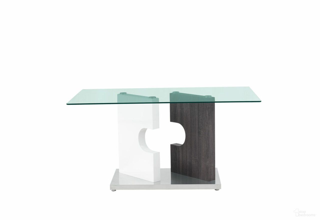 The appearance of 36 Inch Glass and Stainless Steel Double Pedestal Base Dining Table In Clear and Gray designed by Homeroots in the modern / contemporary interior design. This clear and gray piece of furniture  was selected by 1StopBedrooms from  to add a touch of cosiness and style into your home. Sku: 383831. Table Base Style: Double Pedestal. Material: Glass. Table Top Shape: Rectangular. Size: 59" x 36".