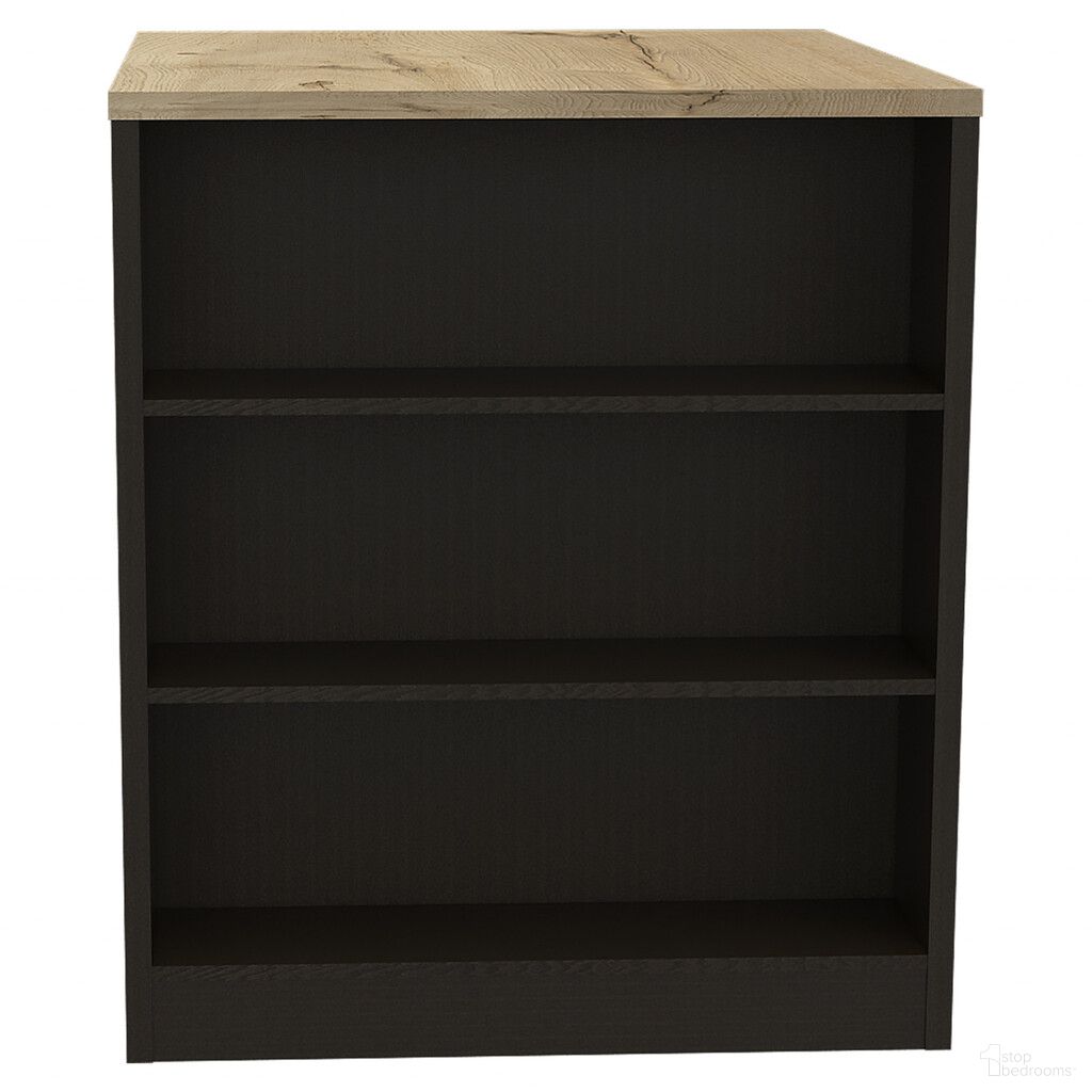 36 Inch Kitchen Island with Storage In Black and Natural