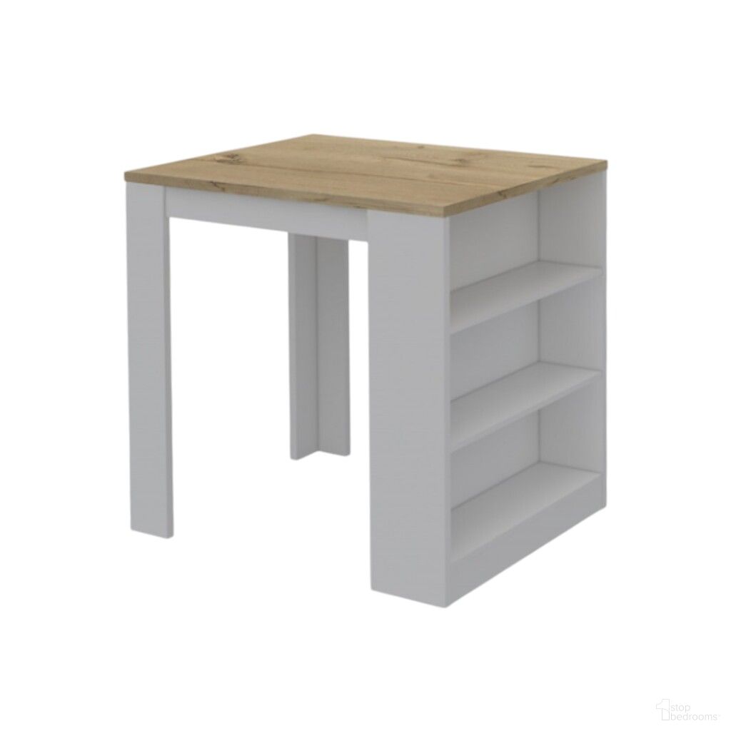 36 Inch Kitchen Island with Storage In White and Natural