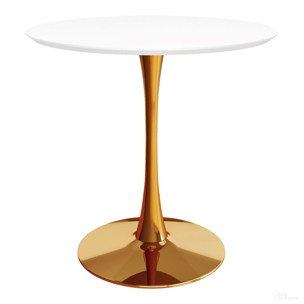 The appearance of 36 Inch Metal Dining Table In White and Gold designed by Homeroots in the modern / contemporary interior design. This white and gold piece of furniture  was selected by 1StopBedrooms from  to add a touch of cosiness and style into your home. Sku: 520863. Table Base Style: Pedestal. Table Top Shape: Round. Material: Metal. Size: 36".
