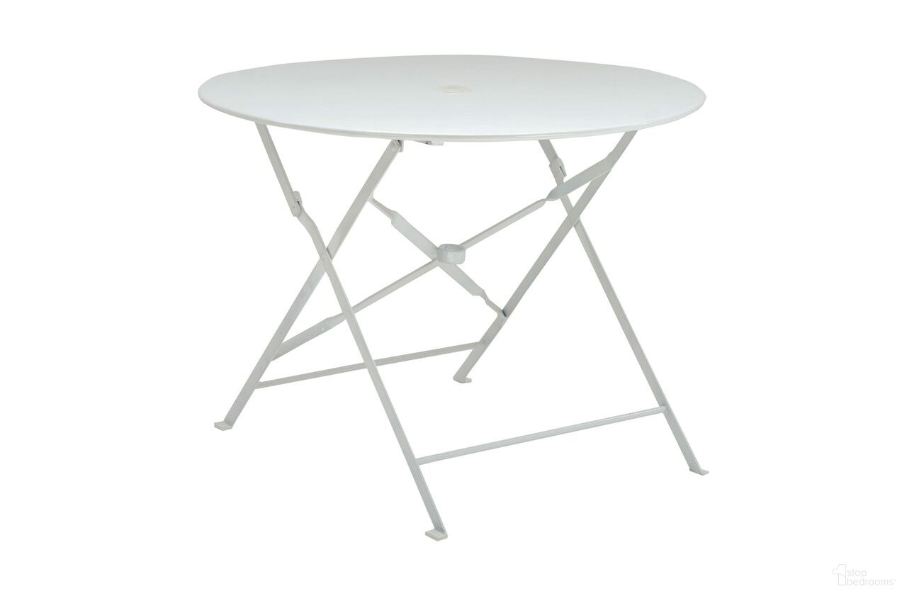 The appearance of 36 Inch Rounded Aluminum Folding Outdoor Dining Table with Umbrella Hole In White designed by Homeroots in the modern / contemporary interior design. This white piece of furniture was selected by 1StopBedrooms from to add a touch of cosiness and style into your home. Sku: 606433. Material: Aluminum.