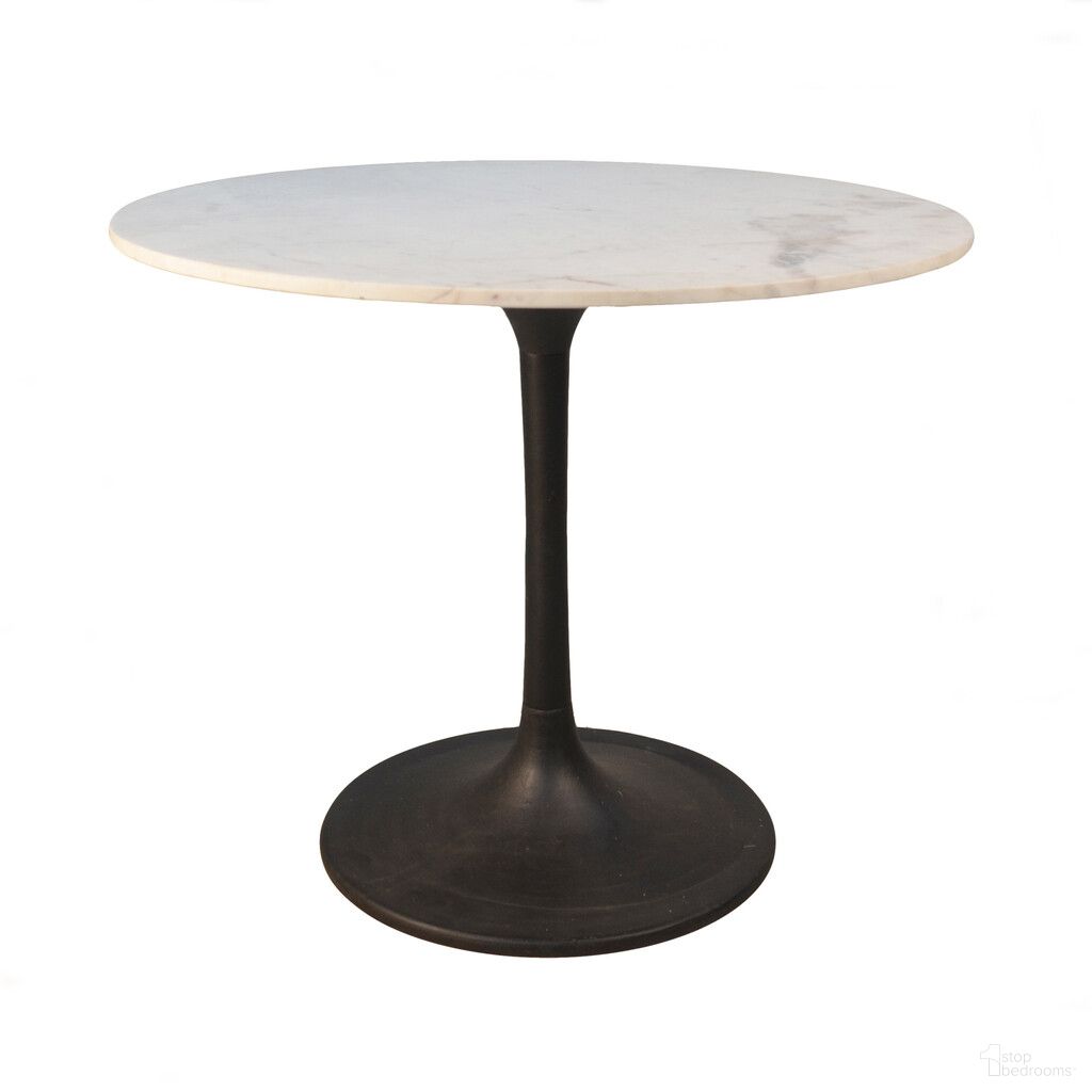 The appearance of 36 Inch Rounded Marble and Iron Pedestal Base Dining Table In White and Black designed by Homeroots in the modern / contemporary interior design. This white and black piece of furniture  was selected by 1StopBedrooms from  to add a touch of cosiness and style into your home. Sku: 517849. Table Base Style: Pedestal. Table Top Shape: Round. Material: Marble. Size: 36".