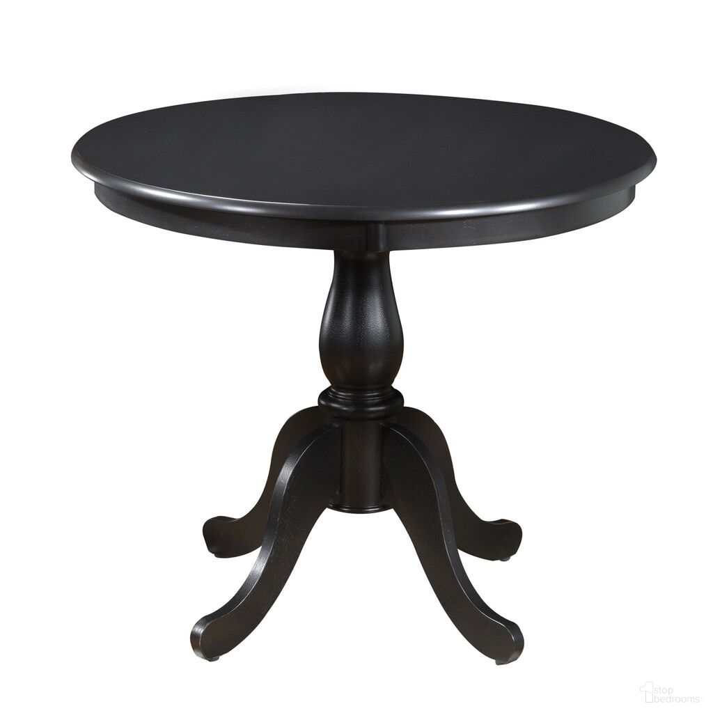 36 Inch Rounded Solid Manufactured Wood and Solid Wood Pedestal Base Dining Table In Black