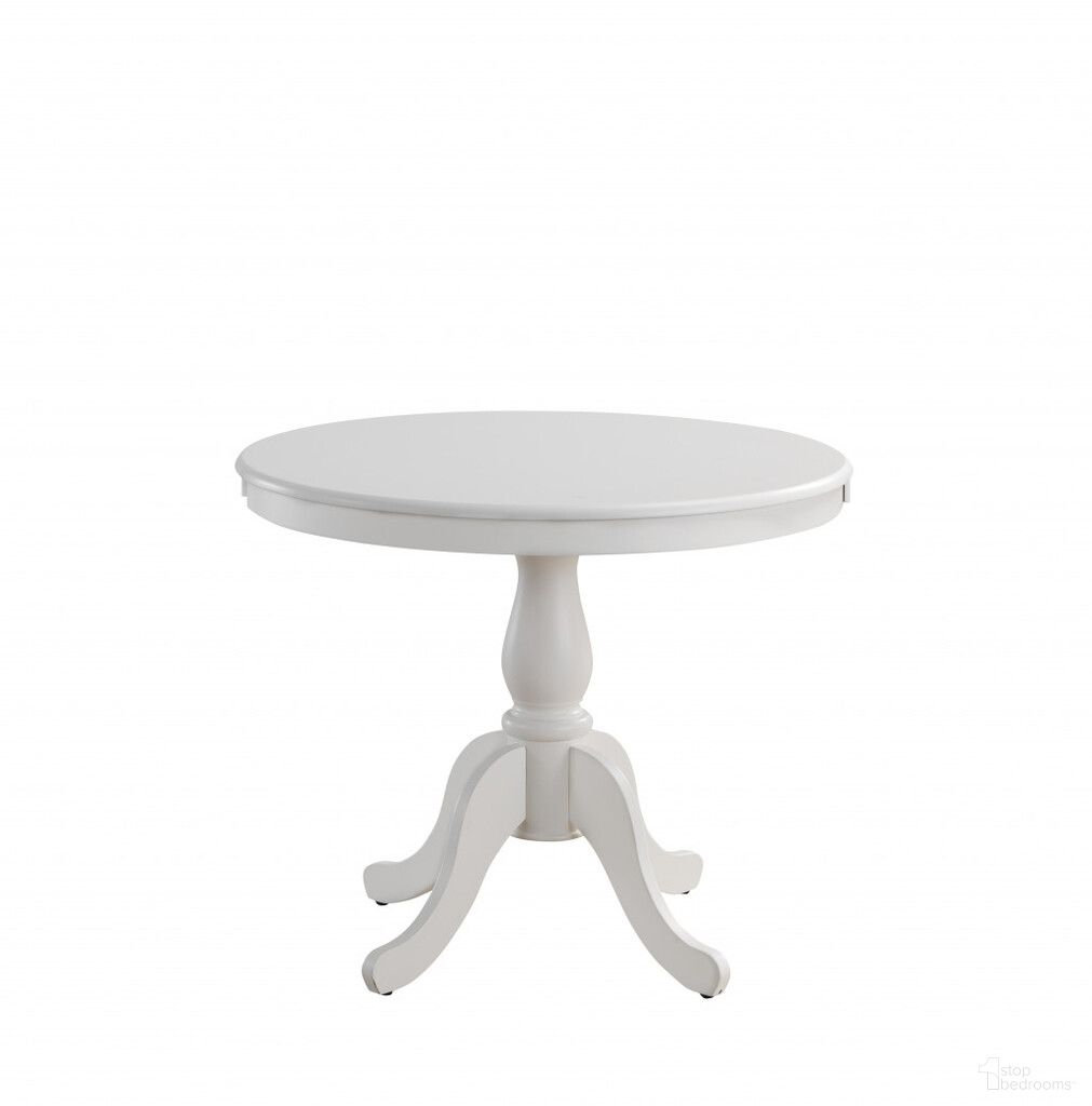 The appearance of 36 Inch Rounded Solid Manufactured Wood and Solid Wood Pedestal Base Dining Table In White designed by Homeroots in the transitional interior design. This white piece of furniture  was selected by 1StopBedrooms from  to add a touch of cosiness and style into your home. Sku: 517753. Table Base Style: Pedestal. Table Top Shape: Round. Material: Wood. Size: 36".