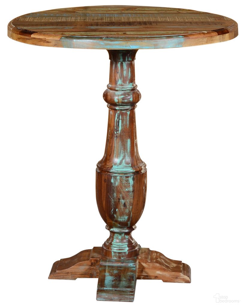36 Inch Rounded Solid Wood Pedestal Base Dining Table In Brown