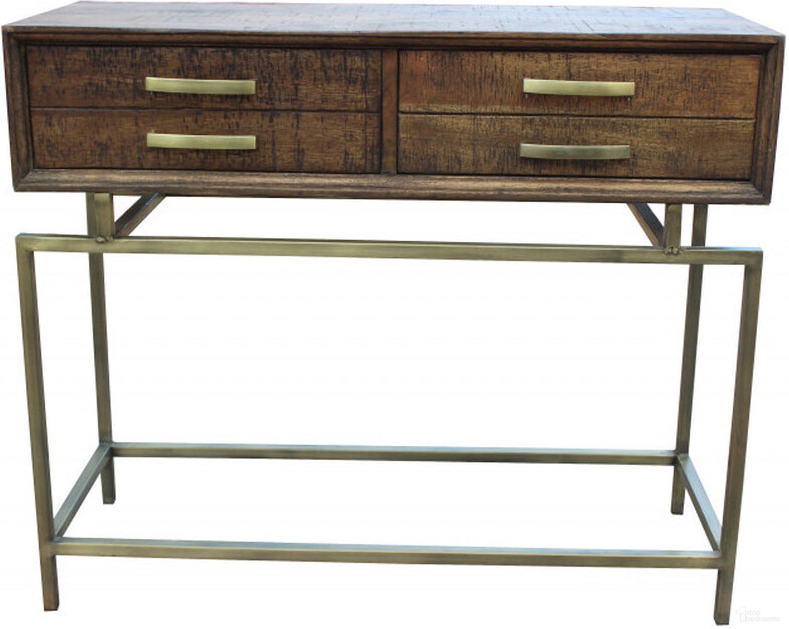 The appearance of 36 Inch Solid Wood Distressed Frame Console Table with Storage In Brown and Brass designed by Homeroots in the rustic / southwestern interior design. This brown/brass piece of furniture was selected by 1StopBedrooms from to add a touch of cosiness and style into your home. Sku: 488798. Material: Solid Wood.