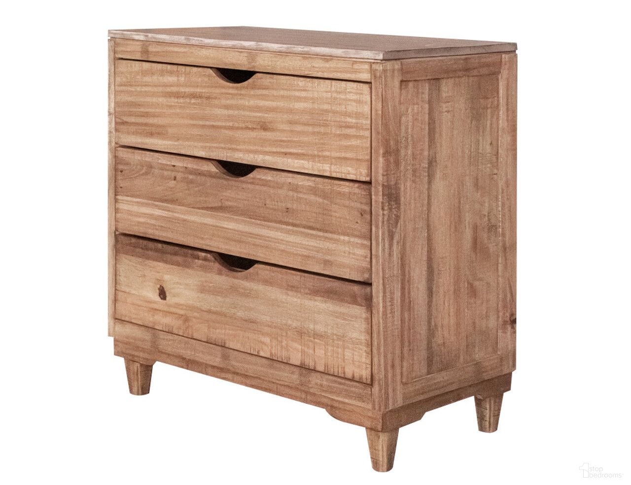 36 Inch Solid Wood Three Drawer Chest In Natural