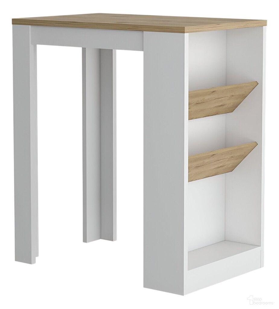 36 Inch Wood Kitchen Island with Storage In Natural and White