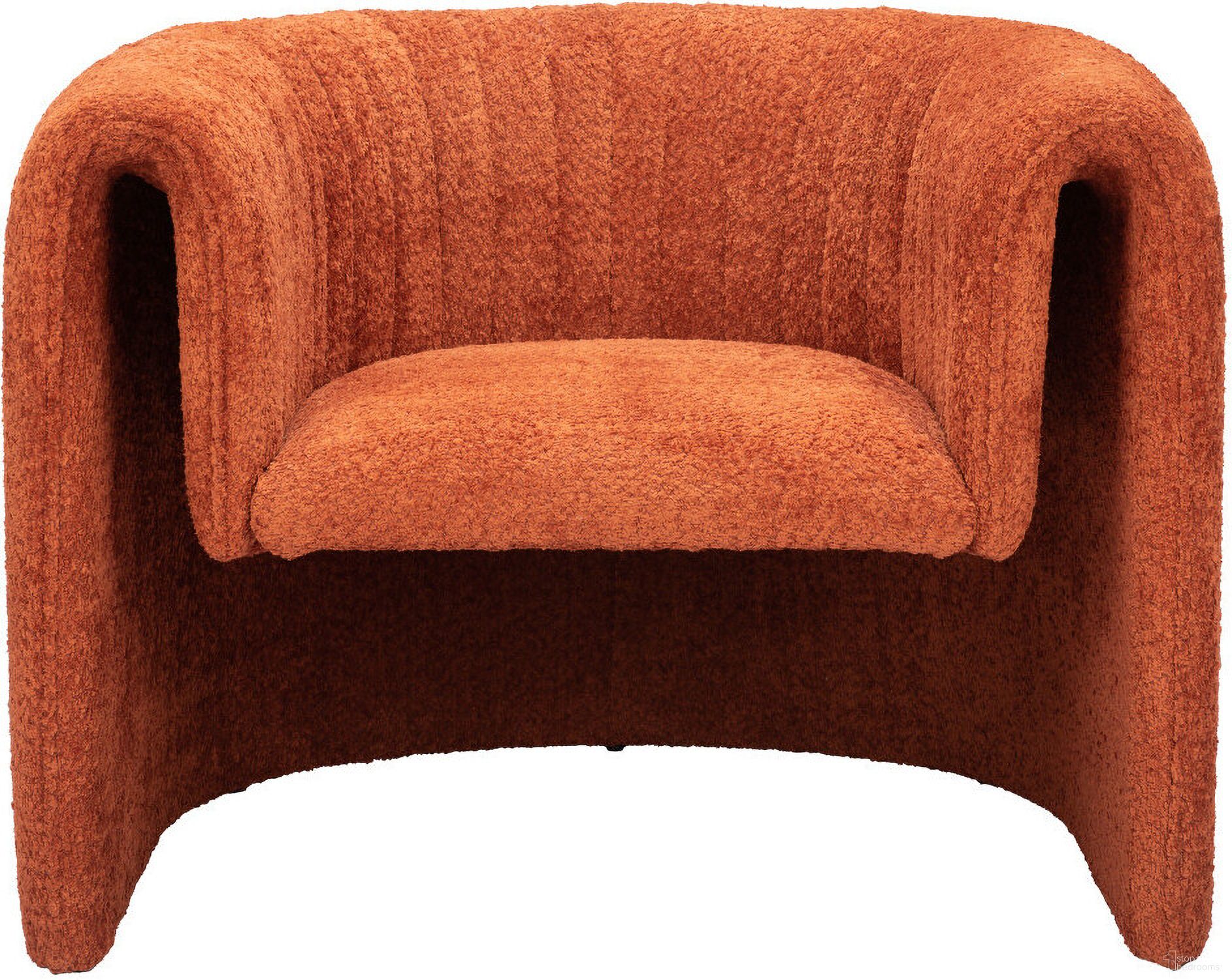 37 Inch Sherpa and Upholstered Tufted Arm Chair In Burnt Orange