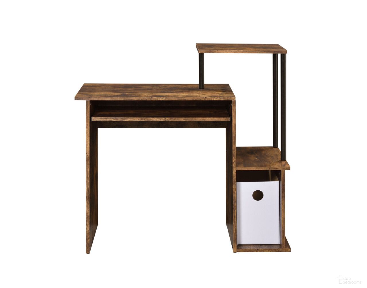 The appearance of 37 Inch Wood and Metal Computer Desk In Oak and Black designed by Homeroots in the modern / contemporary interior design. This oak and black piece of furniture was selected by 1StopBedrooms from to add a touch of cosiness and style into your home. Sku: 491432. Material: Metal.