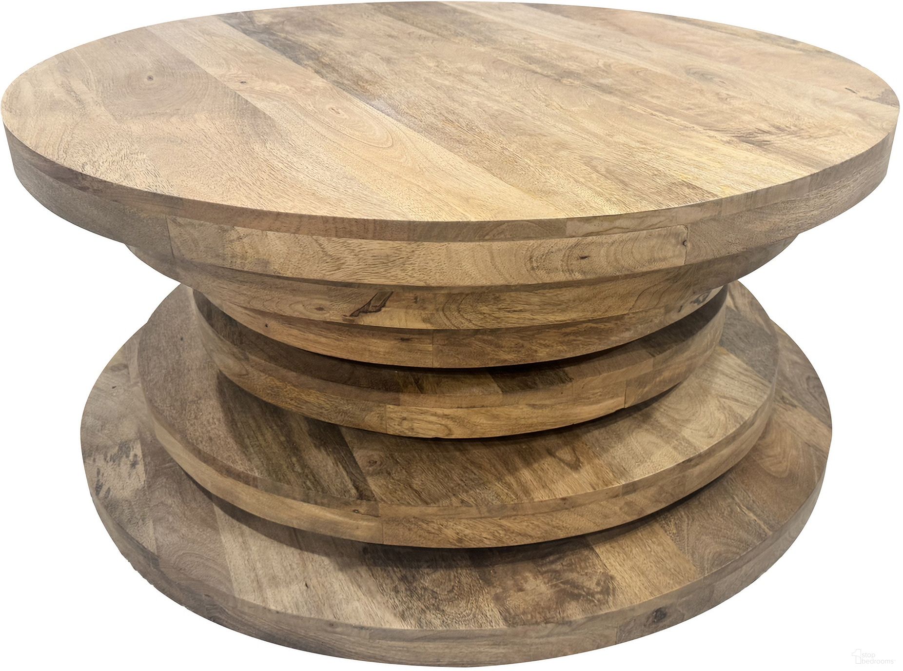 38 Inch Solid Wood Round Cocktail/Coffee Table In Brown