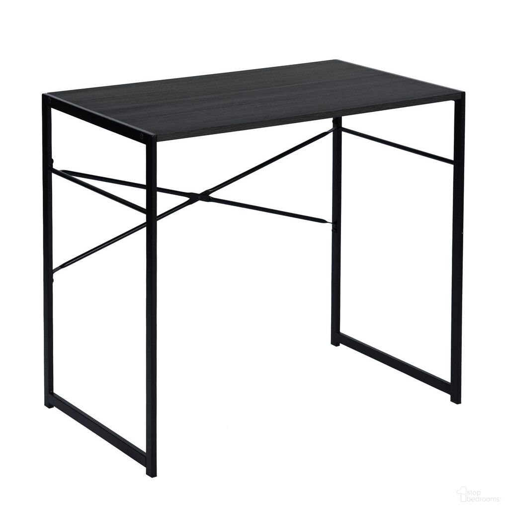 39 Inch Wood and Metal H-Shape Computer Desk In Black and Brown