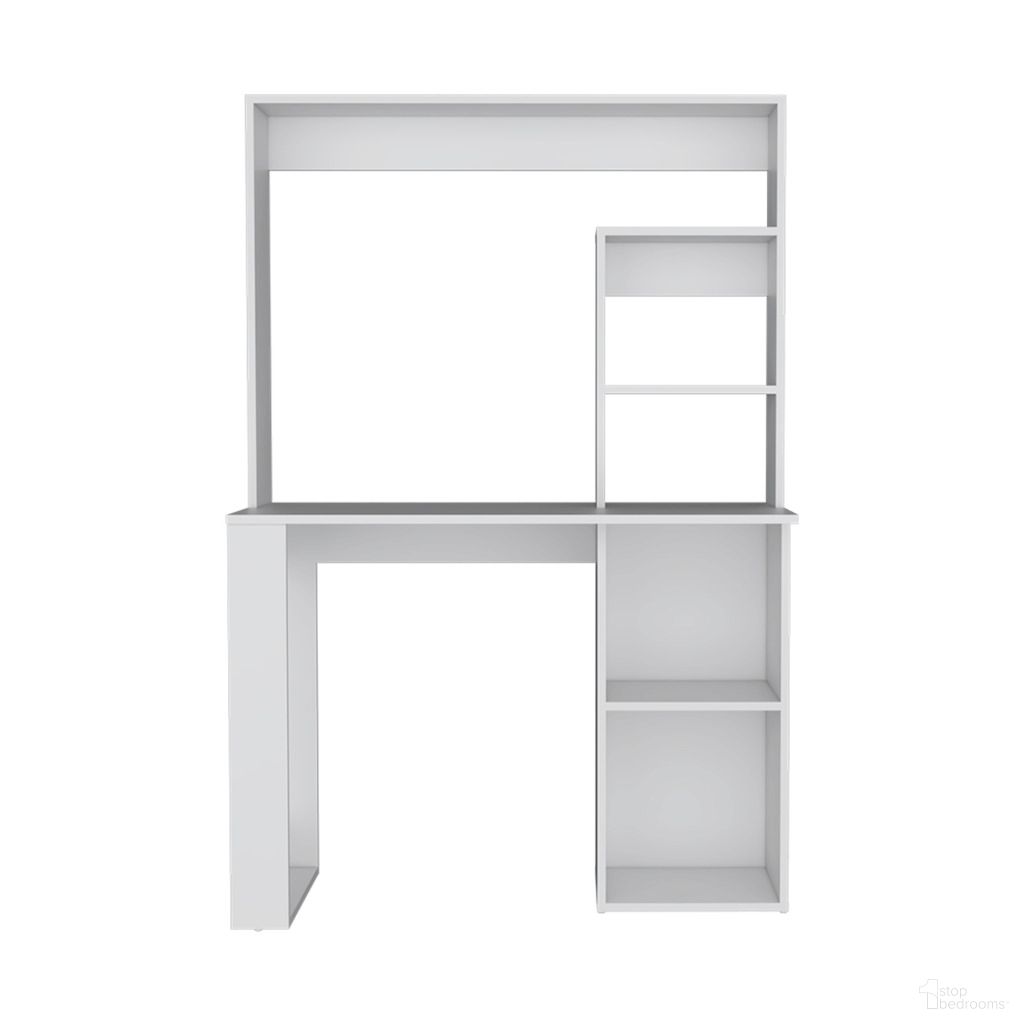 The appearance of 39 Inch Wood Computer Desk with Hutch In White designed by Homeroots in the transitional interior design. This white piece of furniture  was selected by 1StopBedrooms from  to add a touch of cosiness and style into your home. Sku: 526174. Material: Wood.