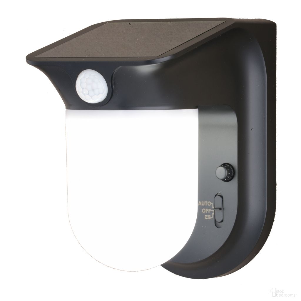 The appearance of 4.5 Inch Solar LED Outdoor Motion Sensor Wall Jar Light In Black designed by Vaxcel in the transitional interior design. This black piece of furniture was selected by 1StopBedrooms from Outdoor Security Collection to add a touch of cosiness and style into your home. Sku: T0724. Material: Plastic.