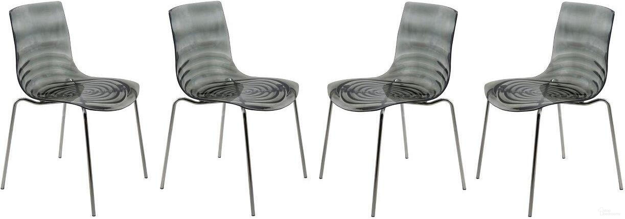 The appearance of 4 LeisureMod Astor Transparent Black Plastic Dining Chairs designed by LeisureMod in the modern / contemporary interior design. This transparent black piece of furniture was selected by 1StopBedrooms from Astor Collection to add a touch of cosiness and style into your home. Sku: AC20TBL4. Material: Plastic. Chair Type: Side Chair.