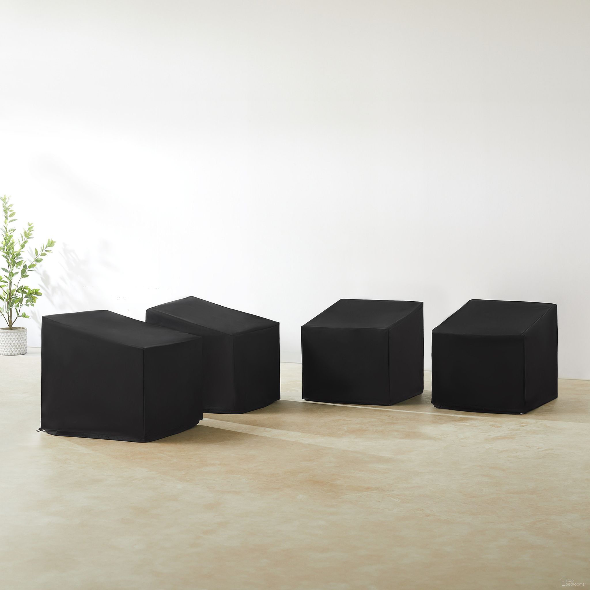 The appearance of 4 Piece Outdoor Chair Furniture Cover Set In Black designed by Crosley Brands in the modern / contemporary interior design. This black piece of furniture was selected by 1StopBedrooms from Furniture Covers Collection to add a touch of cosiness and style into your home. Sku: CO7500-BK;CO7500-BK;CO7500-BK;CO7500-BK. Material: PVC.