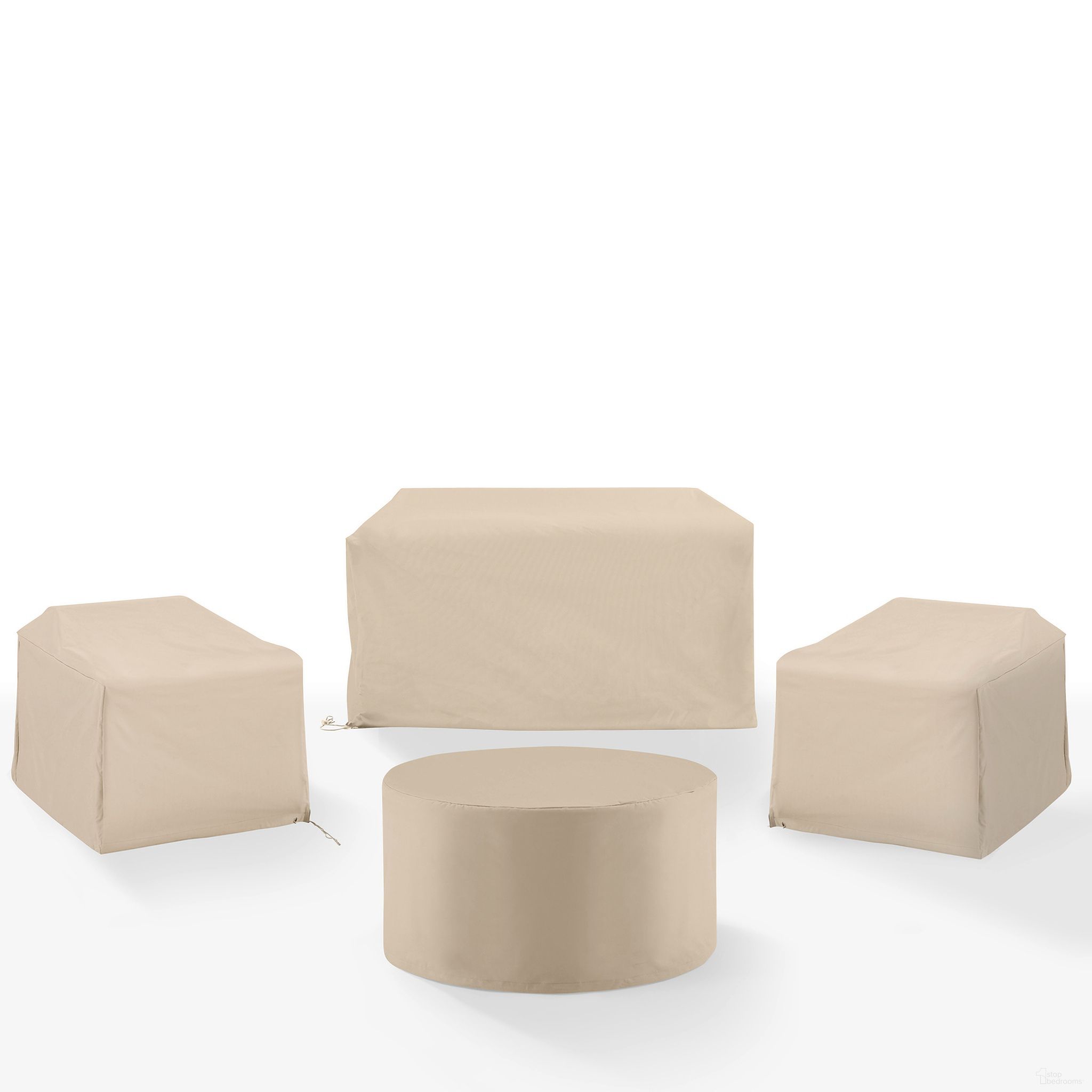 The appearance of 4 Piece Outdoor Furniture Cover Set In Tan designed by Crosley Brands in the modern / contemporary interior design. This tan piece of furniture  was selected by 1StopBedrooms from Furniture Covers Collection to add a touch of cosiness and style into your home. Sku: CO7501-TA;CO7508-TA;CO7500-TA;CO7500-TA. Material: PVC.