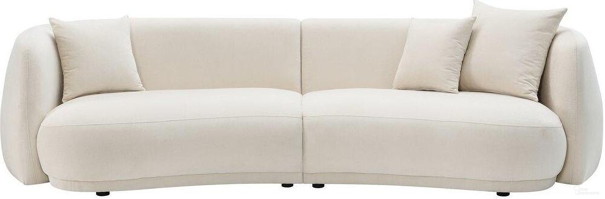 The appearance of 4-Seat Curved Sofa In Ivory And Beige designed by Sagebrook Home in the modern / contemporary interior design. This ivory and beige piece of furniture was selected by 1StopBedrooms from to add a touch of cosiness and style into your home. Sku: 18096-01. Material: Wood.