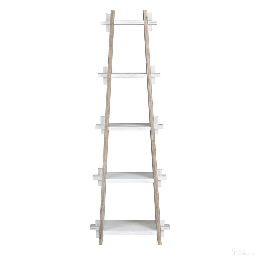 4 Shelf Etagere/Bookcase In White and Tan