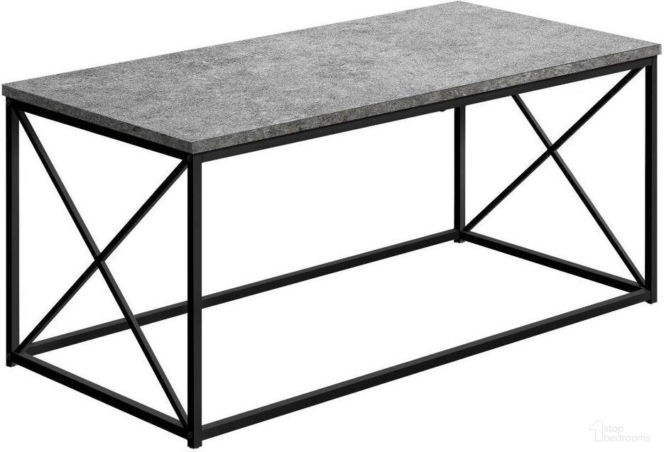 The appearance of 40 Inch Grey Stone-Look And Black Metal Coffee Table designed by Monarch Specialties in the modern / contemporary interior design. This grey piece of furniture was selected by 1StopBedrooms from to add a touch of cosiness and style into your home. Sku: I 3785. Material: Metal.