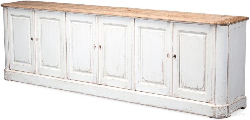 The appearance of White Antique 6 Door Sideboard designed by Sarreid in the country / farmhouse interior design. This white piece of furniture was selected by 1StopBedrooms from to add a touch of cosiness and style into your home. Sku: 40117. Material: Pine.