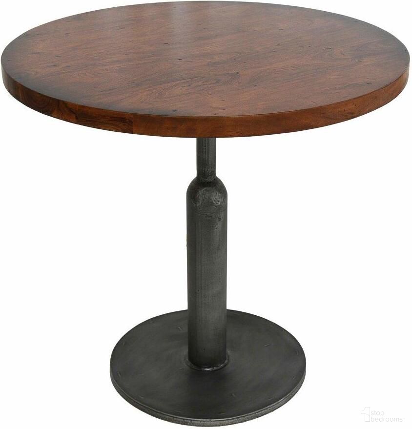 The appearance of Brown Cafe Dining Table designed by Sarreid in the industrial interior design. This brown piece of furniture  was selected by 1StopBedrooms from  to add a touch of cosiness and style into your home. Sku: 40332. Table Base Style: Pedestal. Table Top Shape: Round. Size: 32". Material: Walnut.