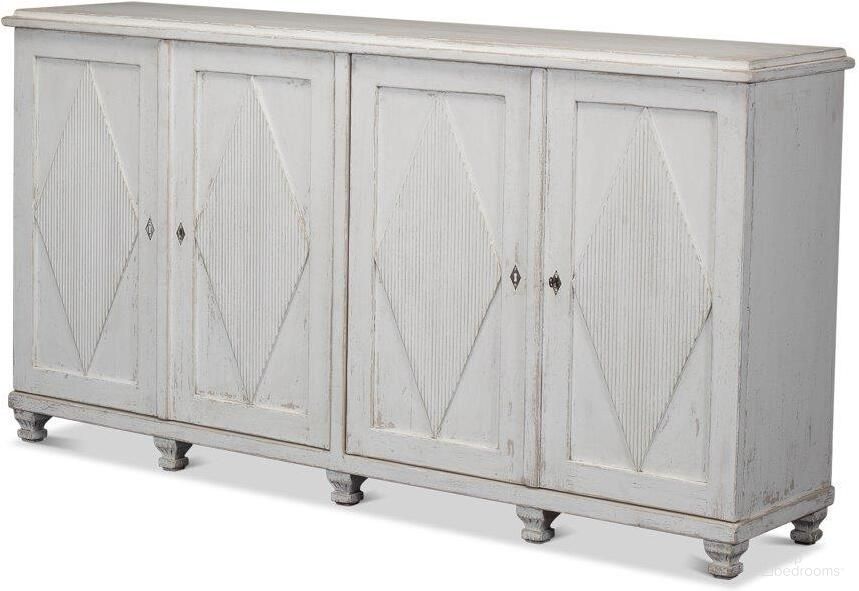 The appearance of White 4 Doors Sideboard designed by Sarreid in the coastal interior design. This white piece of furniture  was selected by 1StopBedrooms from  to add a touch of cosiness and style into your home. Sku: 40521.