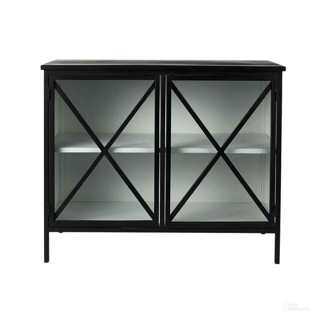 The appearance of 41 Inch Iron Sideboard with Two Glass Doors In Black designed by Homeroots in the modern / contemporary interior design. This black piece of furniture  was selected by 1StopBedrooms from  to add a touch of cosiness and style into your home. Sku: 391981. Material: Iron.