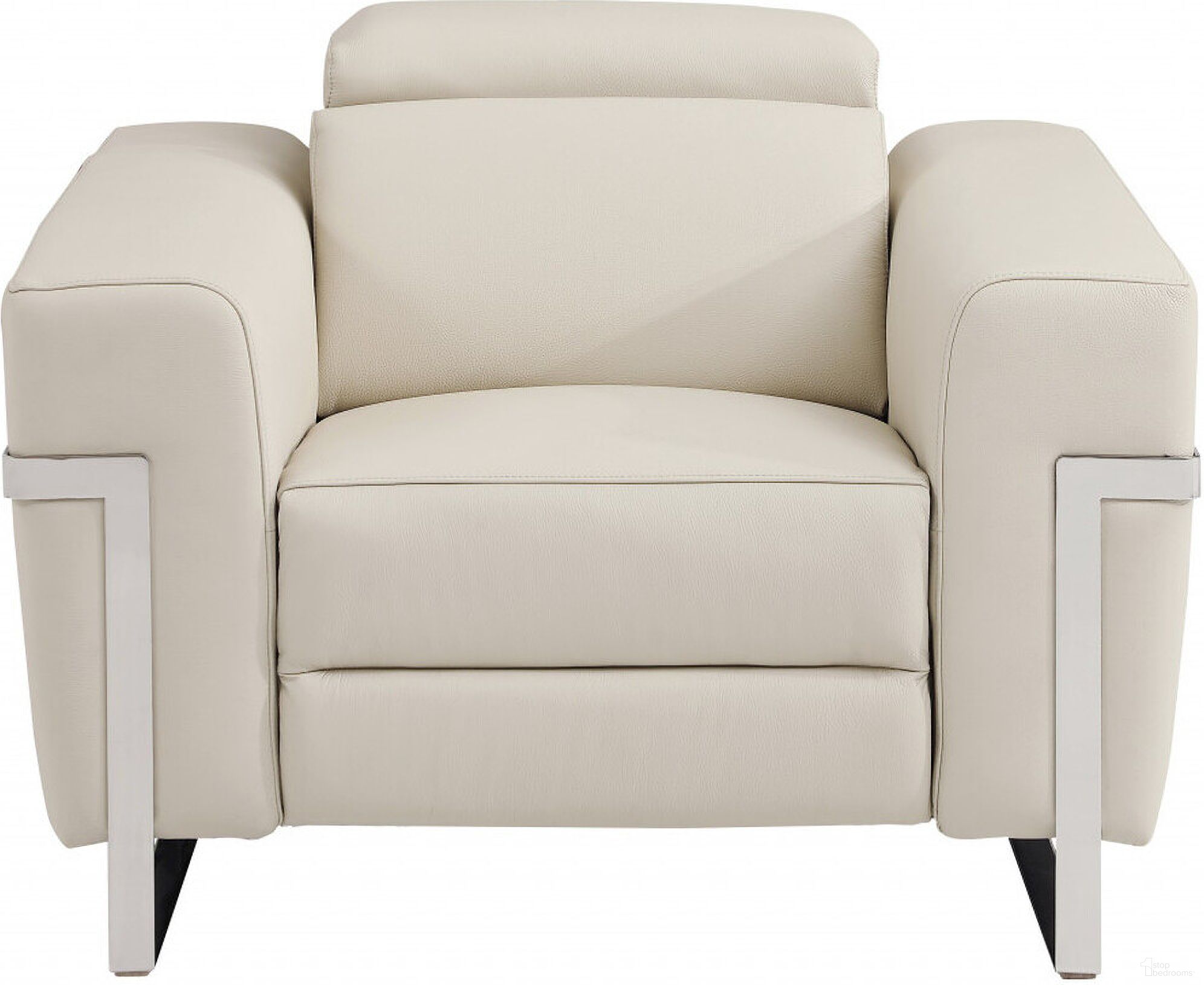 41 Inch Italian Leather Power Recliner Chair In Beige
