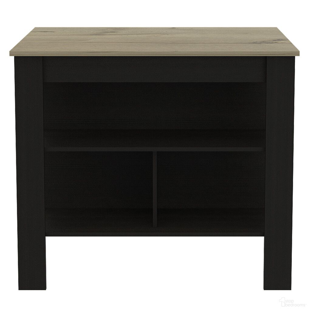 41 Inch Kitchen Island with Storage In Black and Natural