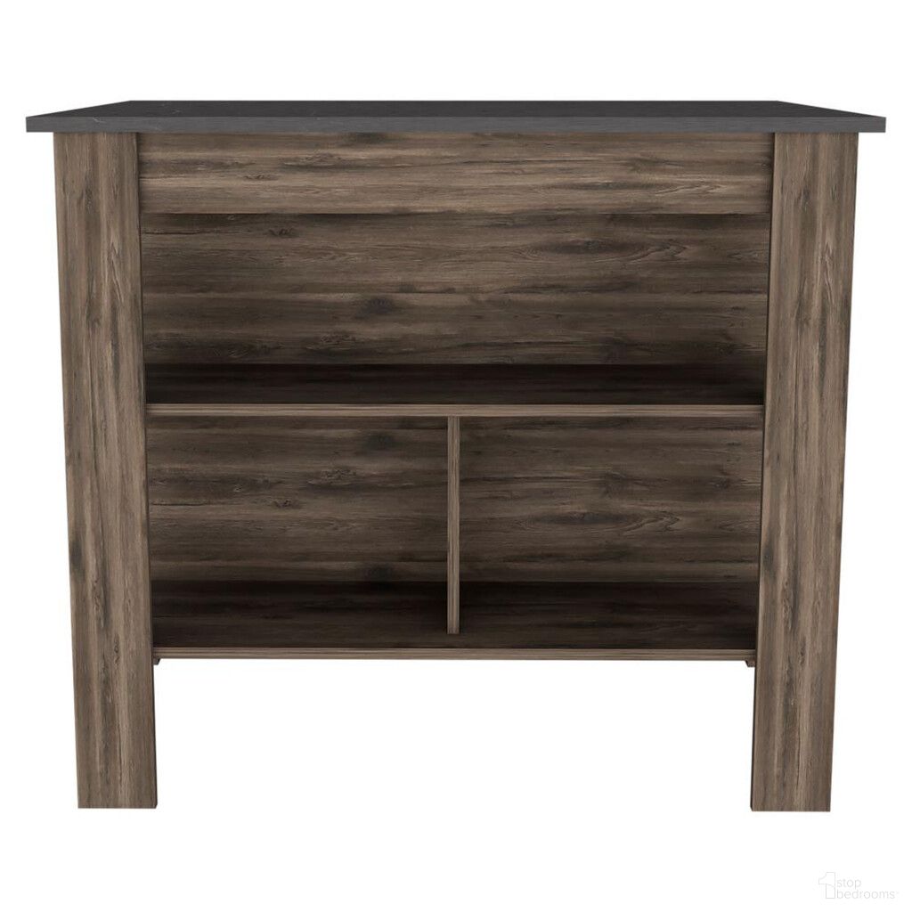 41 Inch Kitchen Island with Storage In Brown and Dark Brown
