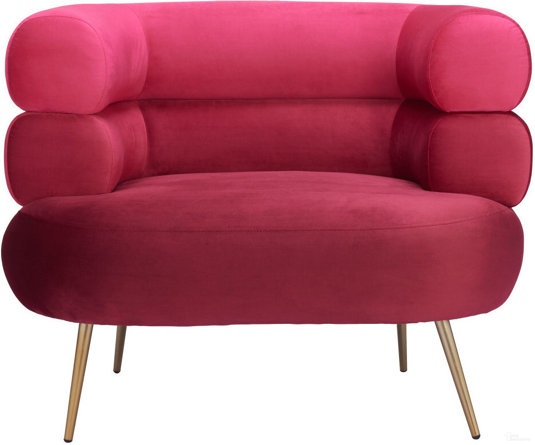 The appearance of 41 Inch Velvet and Upholstered Arm Chair In Gold and Red designed by Homeroots in the traditional interior design. This gold and red piece of furniture  was selected by 1StopBedrooms from  to add a touch of cosiness and style into your home. Sku: 572296. Material: Velvet.
