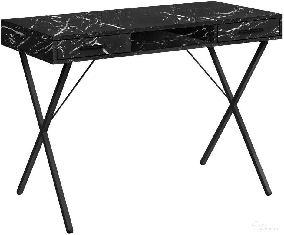The appearance of 42 Inch Black Marble And Black Metal Computer Desk designed by Monarch Specialties in the modern / contemporary interior design. This black piece of furniture was selected by 1StopBedrooms from to add a touch of cosiness and style into your home. Sku: I 7793. Material: Metal.