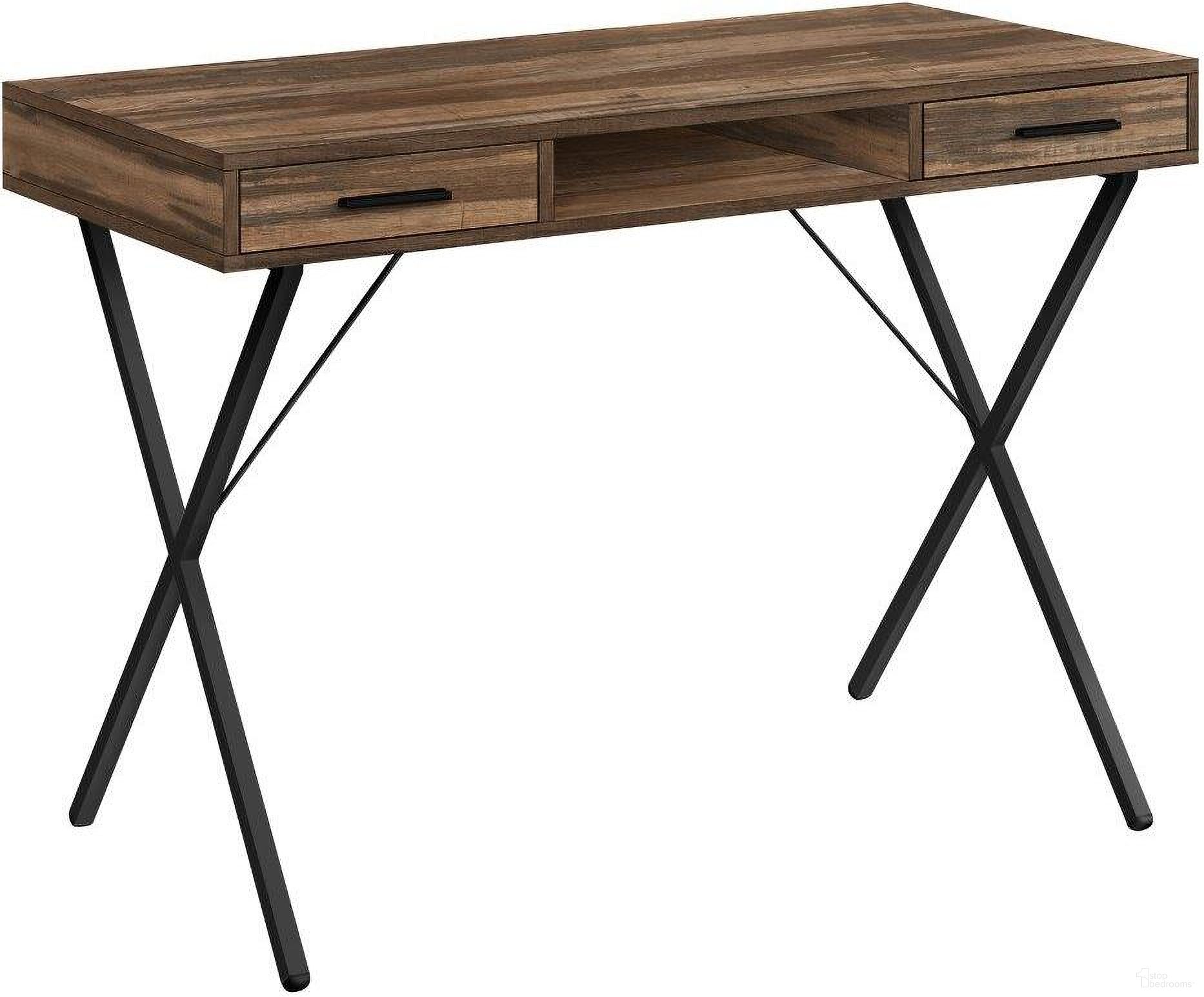 42 Inch Brown Reclaimed Wood And Black Metal Compter Desk