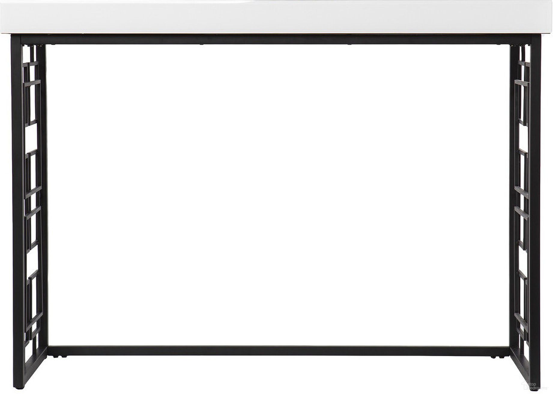 The appearance of 42 Inch Glass Sled Console Table In White and Black designed by Homeroots in the modern / contemporary interior design. This white and black piece of furniture  was selected by 1StopBedrooms from  to add a touch of cosiness and style into your home. Sku: 402413. Material: Glass.