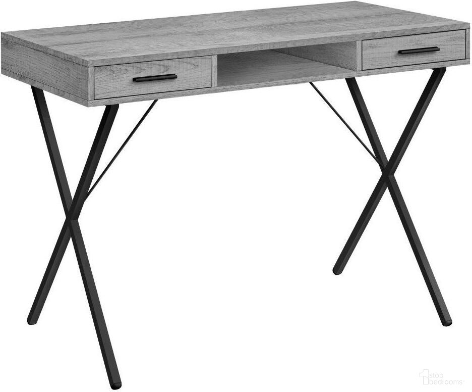 The appearance of 42 Inch Grey And Black Metal Compter Desk designed by Monarch Specialties in the modern / contemporary interior design. This black and grey piece of furniture  was selected by 1StopBedrooms from  to add a touch of cosiness and style into your home. Sku: I 7792. Material: Metal.