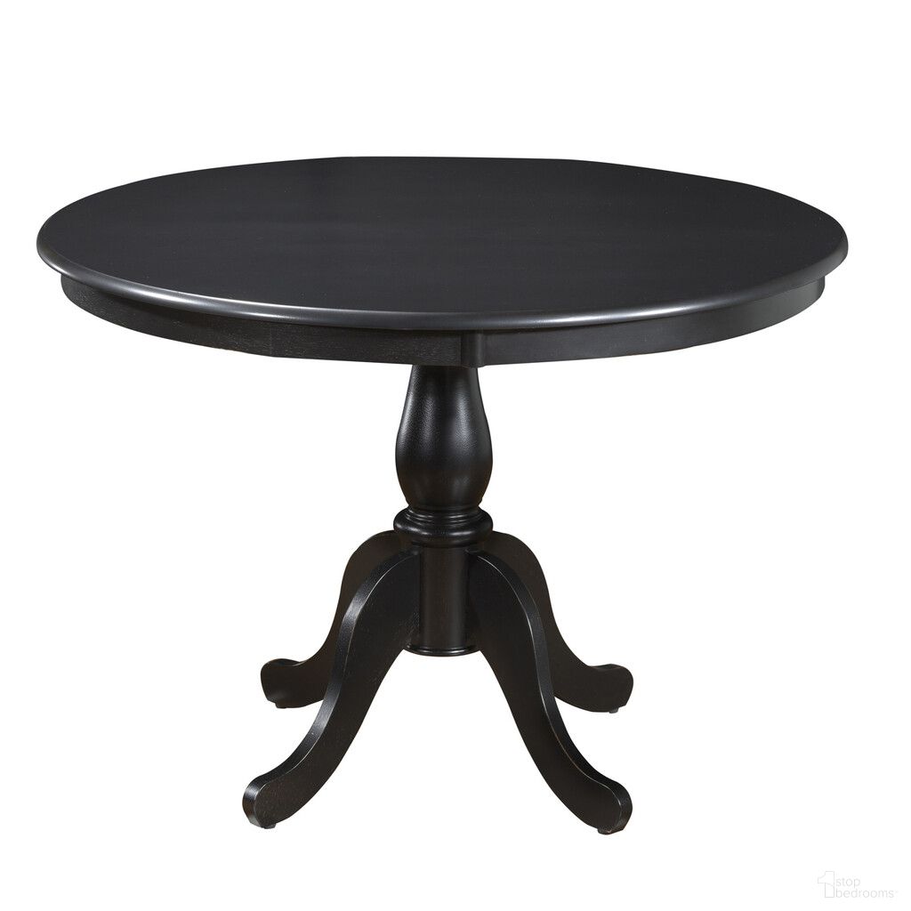 The appearance of 42 Inch Rounded Solid Manufactured Wood and Solid Wood Pedestal Base Dining Table In Black designed by Homeroots in the transitional interior design. This black piece of furniture  was selected by 1StopBedrooms from  to add a touch of cosiness and style into your home. Sku: 517754. Table Base Style: Pedestal. Table Top Shape: Round. Material: Wood. Size: 42".